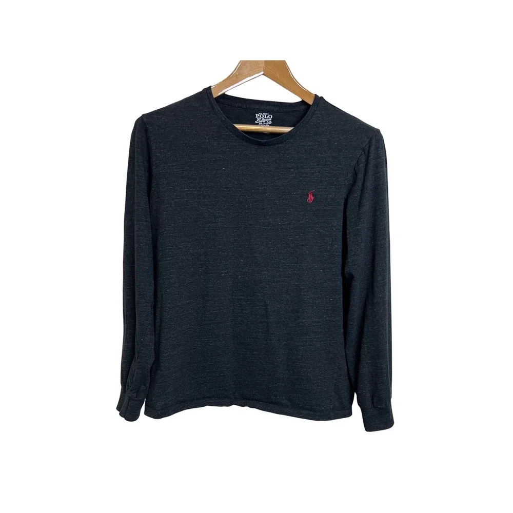 Polo Ralph Lauren Long Sleeve T-Shirt Mens L Charcoal Grey Custom Fit Cotton A23